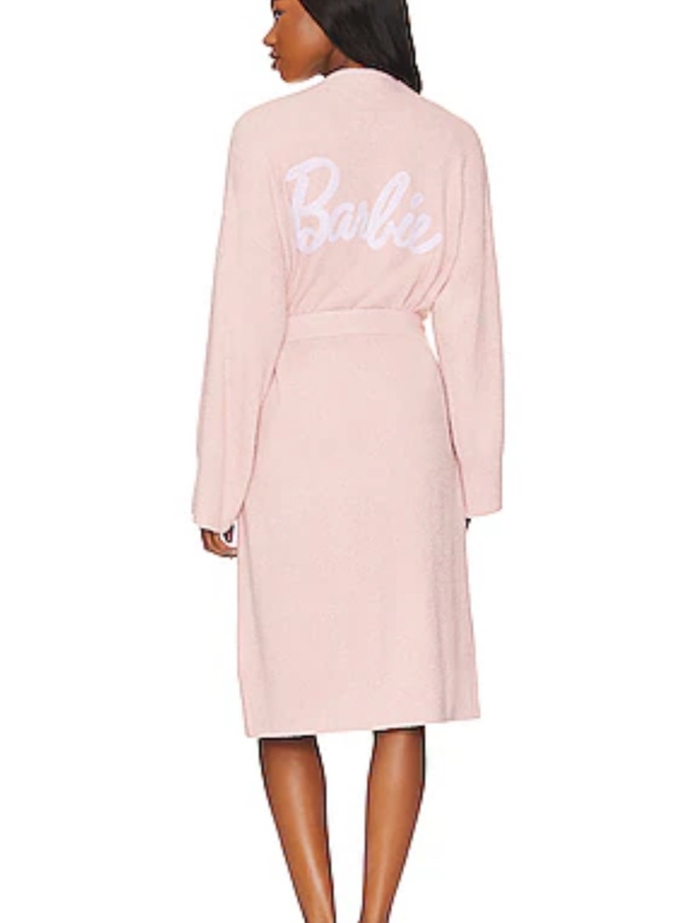 Barefoot Dreams CozyChic Lite Barbie Robe in Dusty Rose & White